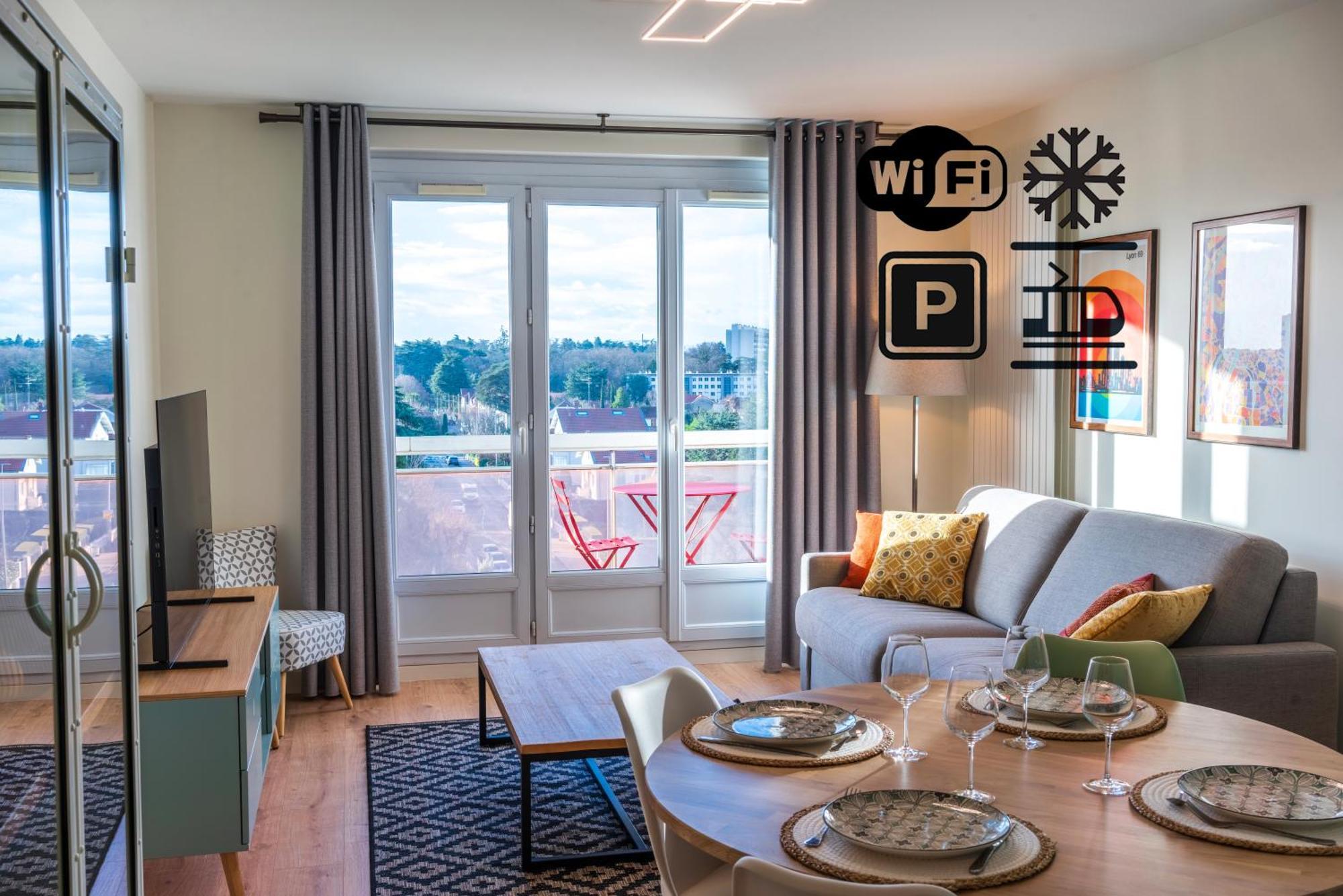 T2 De Standing Climatise Avec Parking Prive, Tram T2 T5, Hopitaux Est Apartment Bron Exterior foto